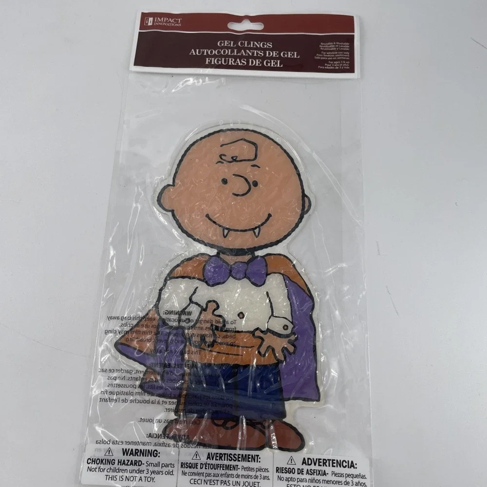 3 Halloween Peanuts Window Clings Charlie Brown Woodstock Lucy 2 Sided 8 x 4 in